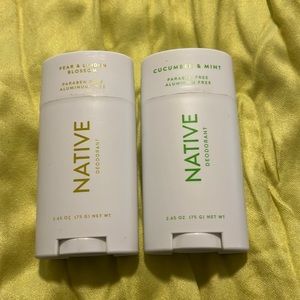 Two NEW Native Deodorant - pear/linden blossom and cucumber mint scents